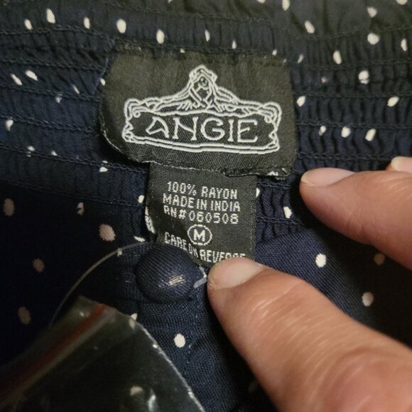 Angie Navy Blue Polka Dot Dress Long Sleeve Mid Length NWT Summer Spring Casual - Picture 2 of 9